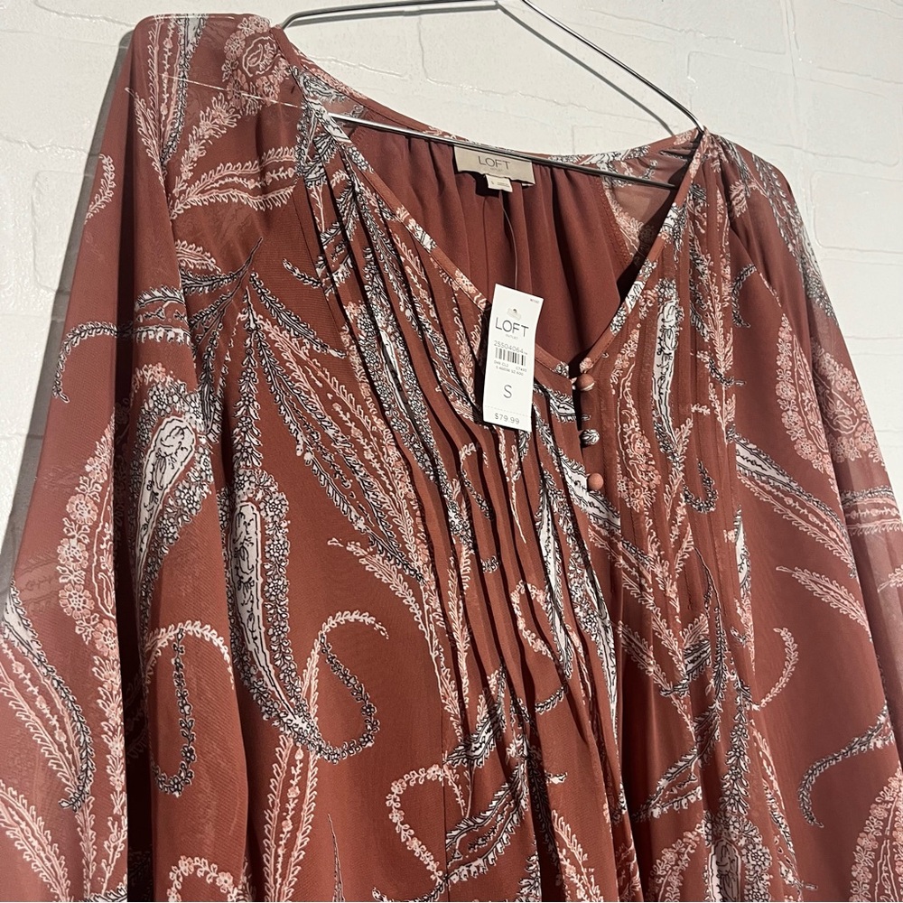 LOFT Womens Dress Flowy Fit Fall Dress Burnt Orange Small Office Dress NWT - Picture 2 of 9